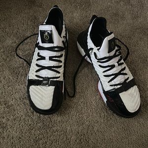 Nike LeBron 16 Remix black patent leather and white, men size 13